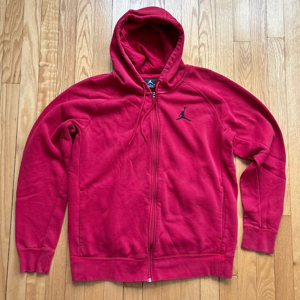 Air Jordan Nike Men’s Full Zip Hoodie Sweatshirt Large Red Solid